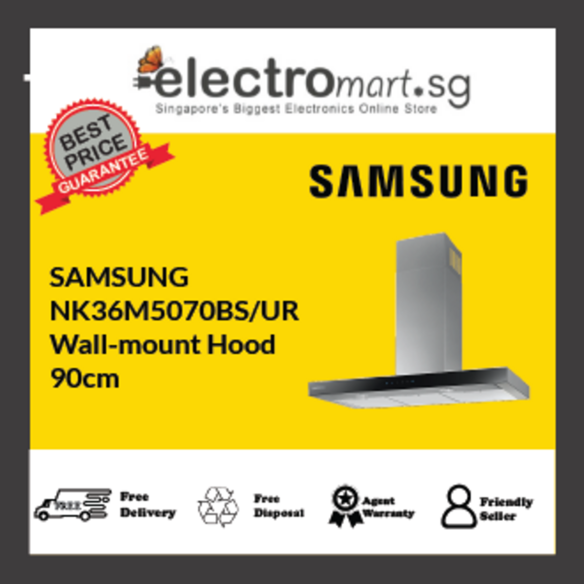 SAMSUNG NK36M5070BS/UR Wall-mount Hood 90cm