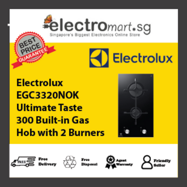 Electrolux EGC3320NOK Ultimate Taste 300 Built-in Gas Hob with 2 Burners