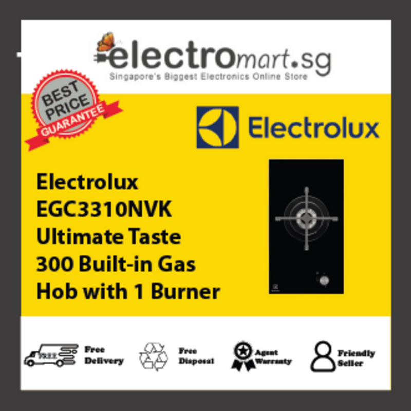 Electrolux EGC3310NVK Ultimate Taste 300 Built-in Gas Hob with 1 Burner