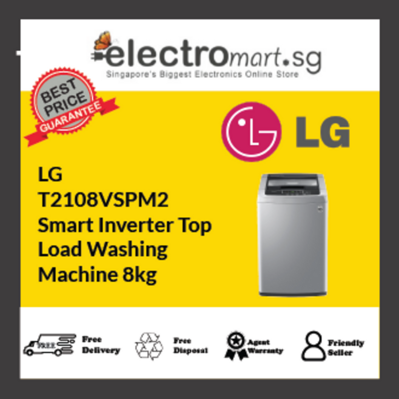 LG T2108VSPM2 Smart Inverter Top  Load Washing  Machine 8kg