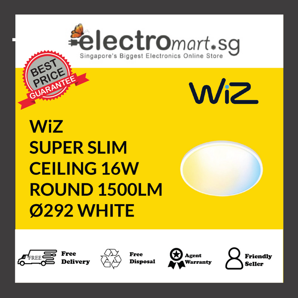 WiZ SUPER SLIM CEILING 16W ROUND 1500LM Ø292 WHITE