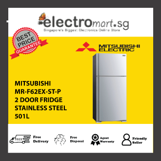 Mitsubishi MR-F62EX-ST-P 501L 2-Door Fridge - Stainless Steel