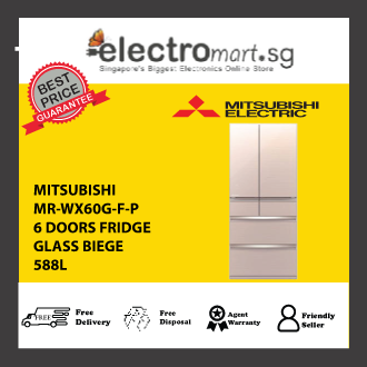 Mitsubishi  588L 6 Door Fridge - Glass Beige