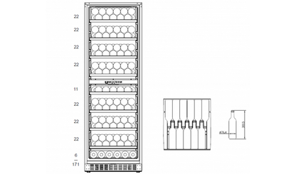 BRANDT BFW171DBA 171 Bottles Free Standing Wine Cellar