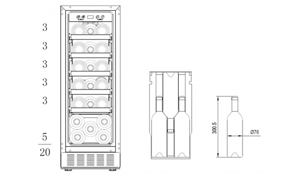 BRANDT BUW20BA 20 BOTTLE FREE STANDING WINE CELLAR