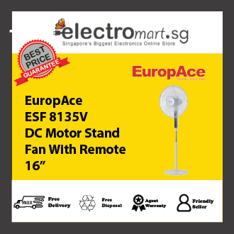 EuropAce ESF8135V  DC Motor Stand  Fan With Remote 16”