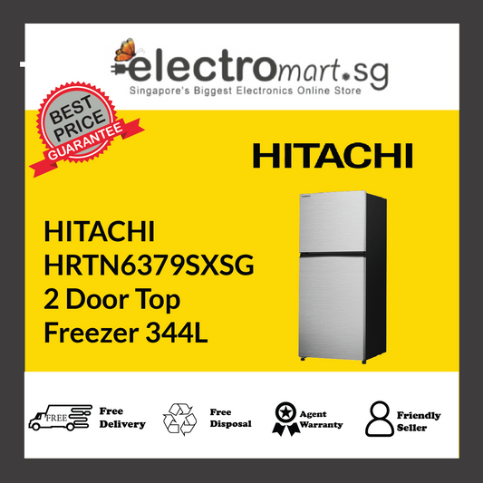 HITACHI HRTN6379SXSG 2 Door Top Freezer 344L