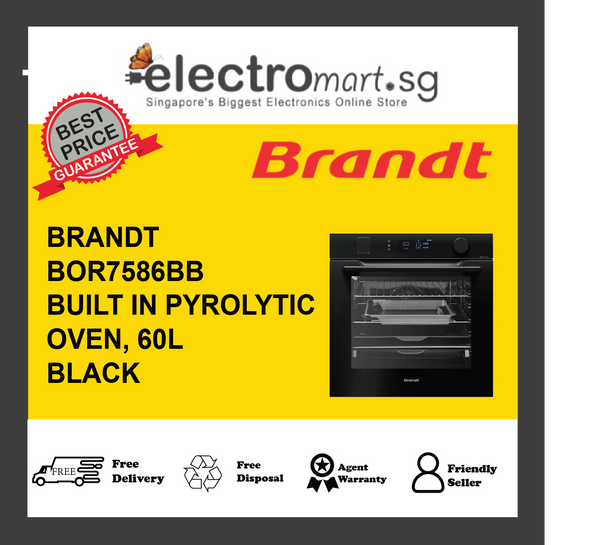 Brandt BOR7586BB Built In Pyrolytic Oven - Black