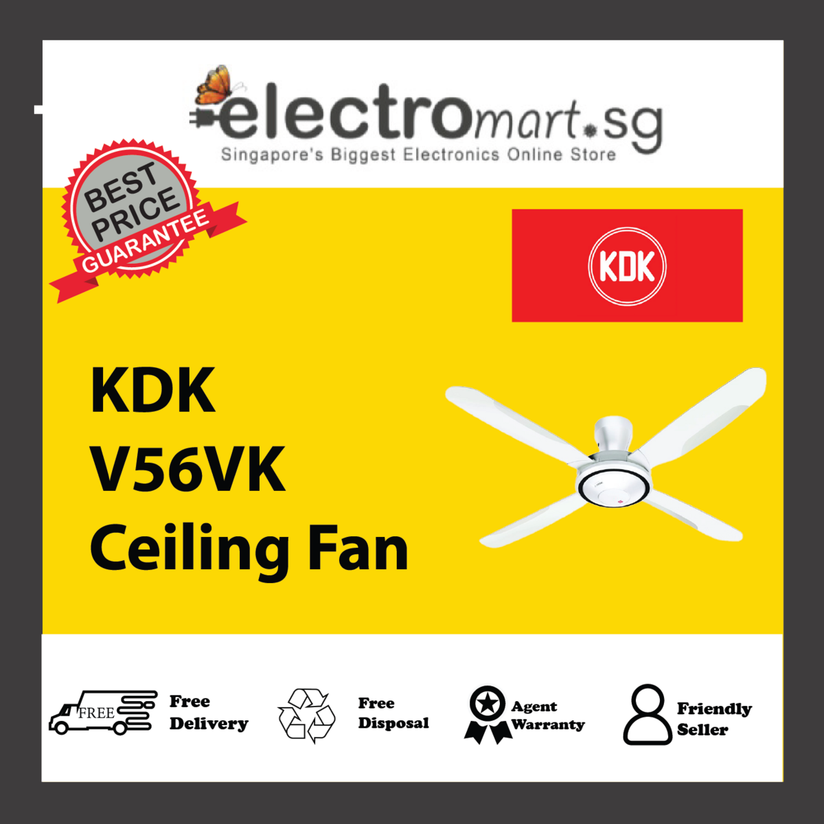 KDK V56VK White/Grey Ultra-luxe Ceiling Fan