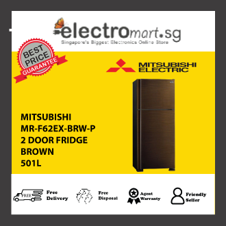 Mitsubishi MR-F62EX-BRW-P 501L 2-Door Fridge - Brown