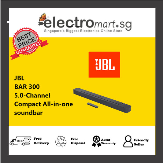 JBL Bar 300: 5.0-Channel Compact All-in-one soundbar with MultiBeam™ and Dolby Atmos®, Black