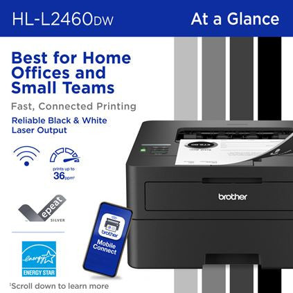 BROTHER HL-L2460DW Wireless Compact  Monochrome Laser Printer