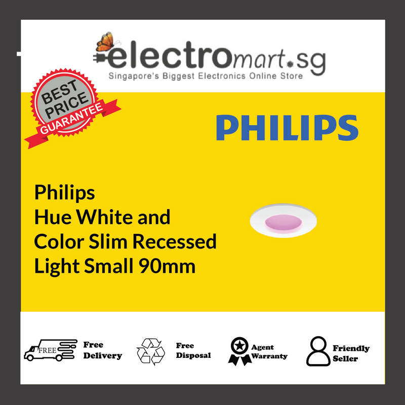 Philips Hue White and Color Slim Recessed Light Small 90mm White 8.3W 1000  lm