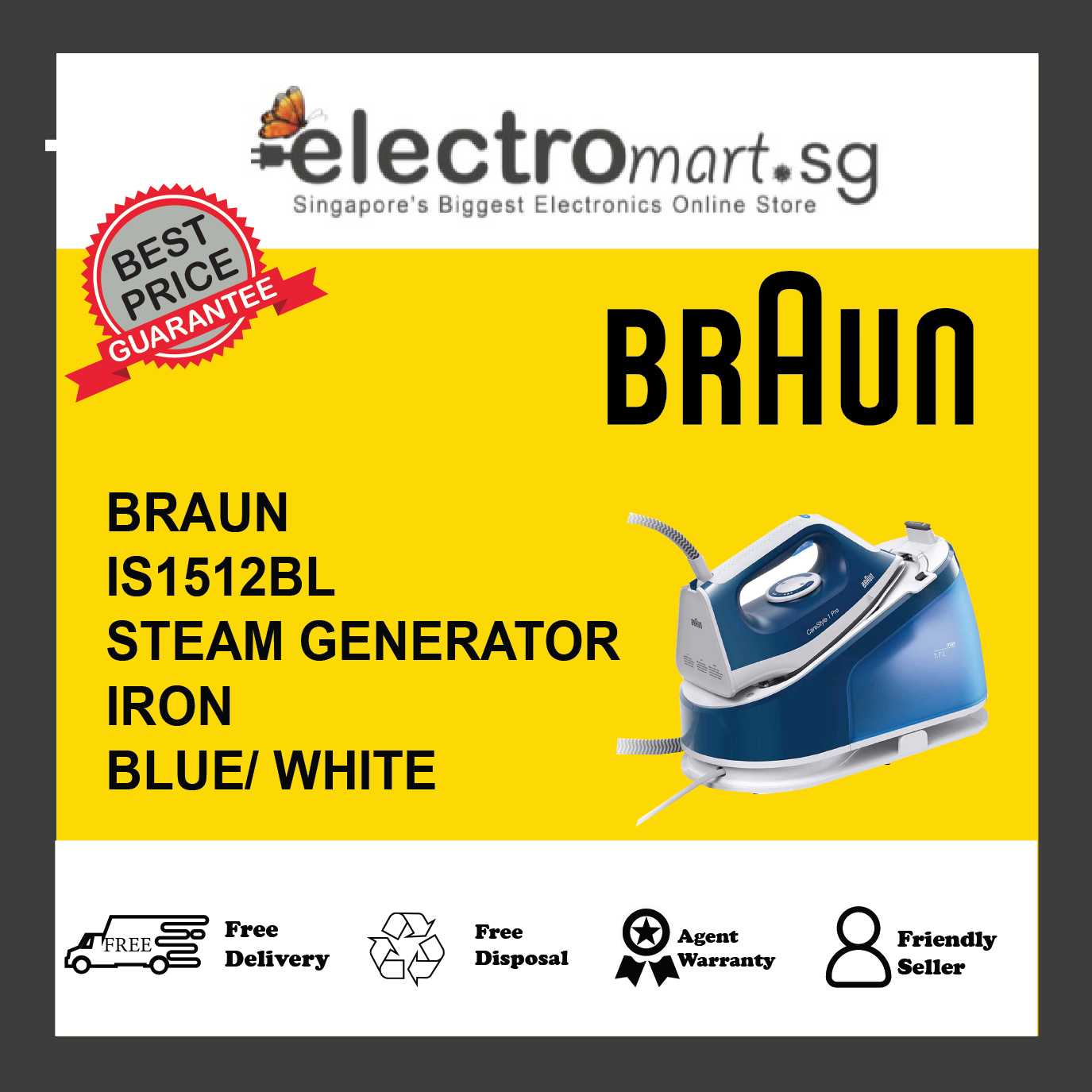BRAUN IS1512BL See Bundle Options BRAUN IS1512BL CARESTYLE 1 PRO STEAM GENERATOR IRON (2200W)