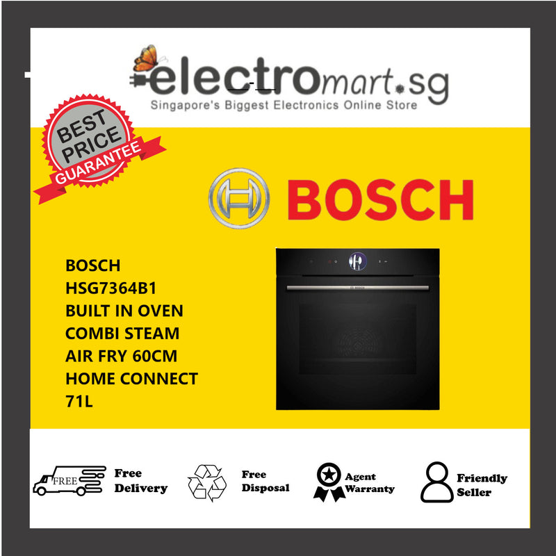 BOSCH HSG7364B1   BUILT IN OVEN COMBI STEAM AIR FRY 60CM HOME CONNECT 71L