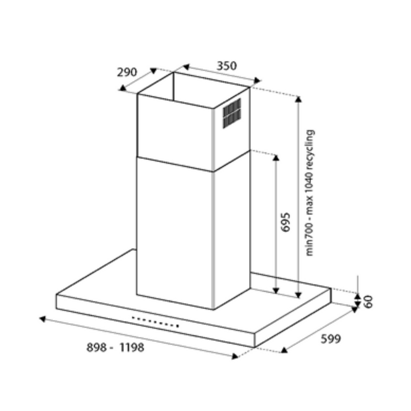 Bertazzoni KTI90P1AXT - 90cm Stainless Steel Island Hood