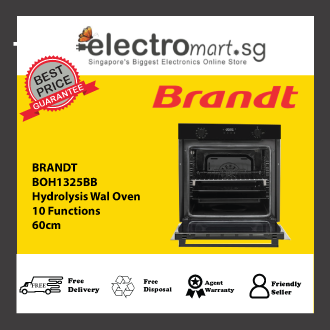 BRANDT BOH1325BB Hydrolysis Wall Oven-10 Functions 60cm