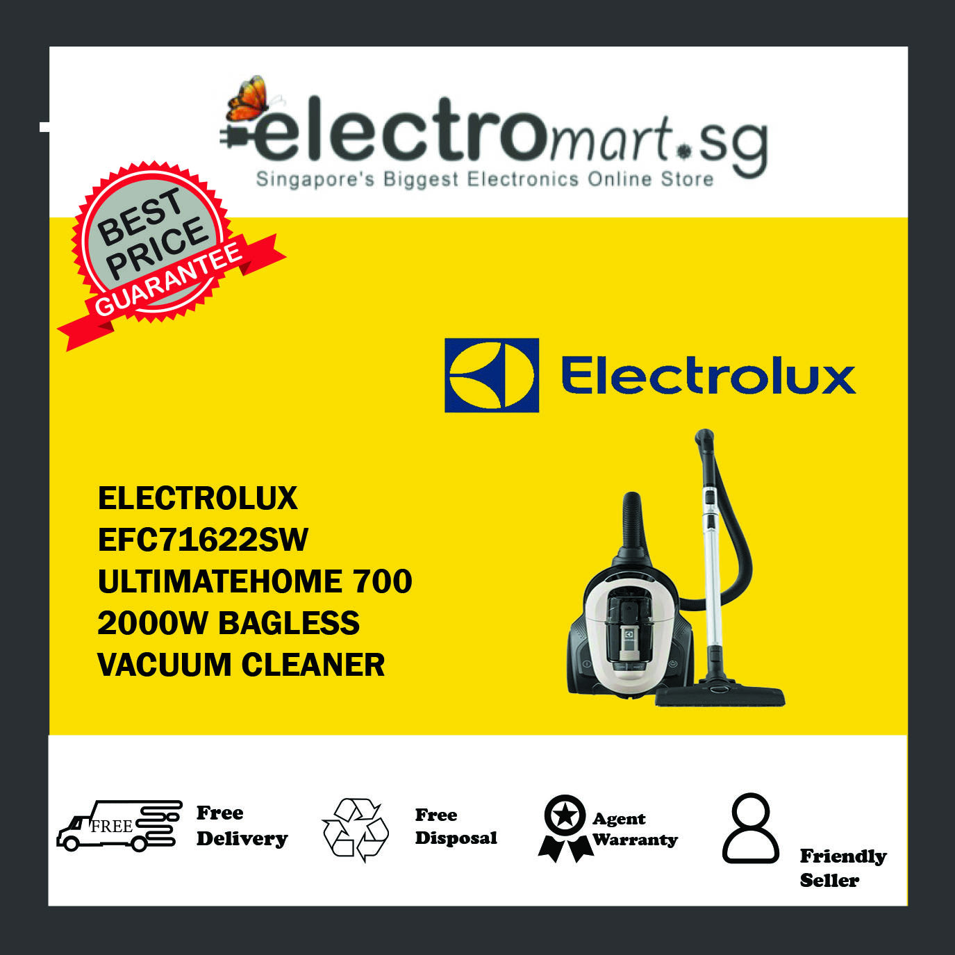 ELECTROLUX EFC71622SW ULTIMATEHOME 700 2000W BAGLESS VACUUM CLEANER