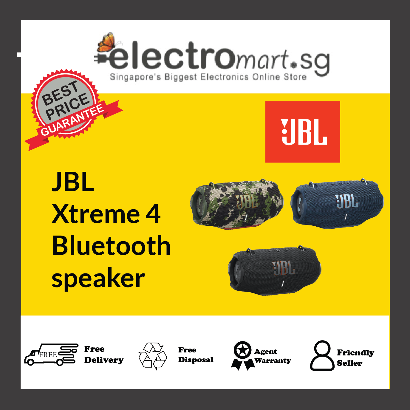 JBL Xtreme 4 Portable waterproof speaker with massive JBL Pro Sound and a convenient shoulder strap