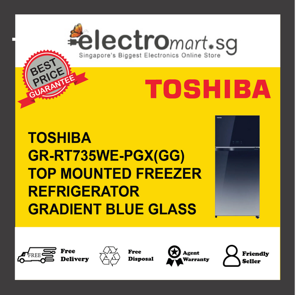 TOSHIBA GR-RT735WE-PGX(GG) Top Mount Freezer Fridge, 548L - Blue Graphite