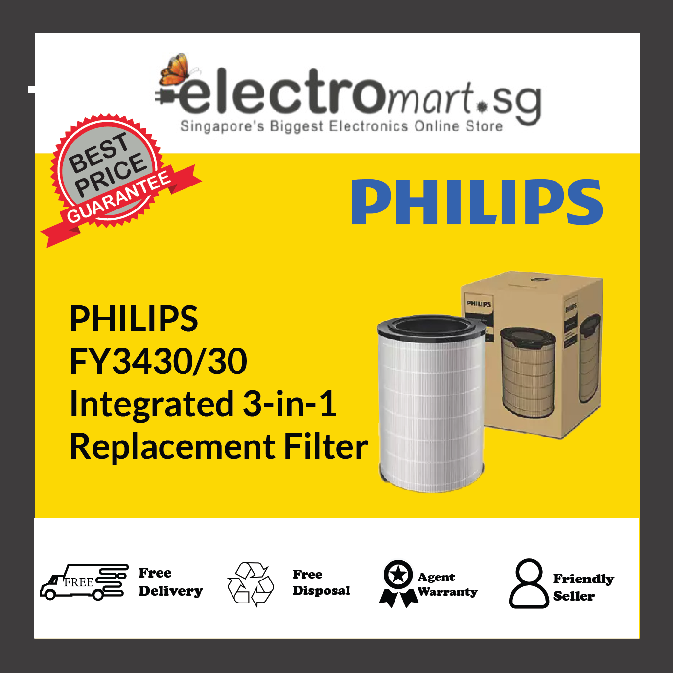 PHILIPS FY3430/30 Integrated 3-in-1 Replacement Filter