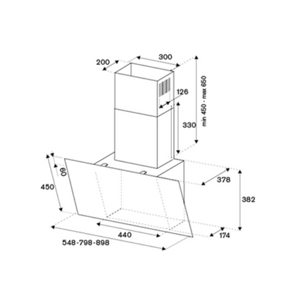 Bertazzoni KV90MOD1NA - 90cm Stainless Steel Wall Mounted Hood