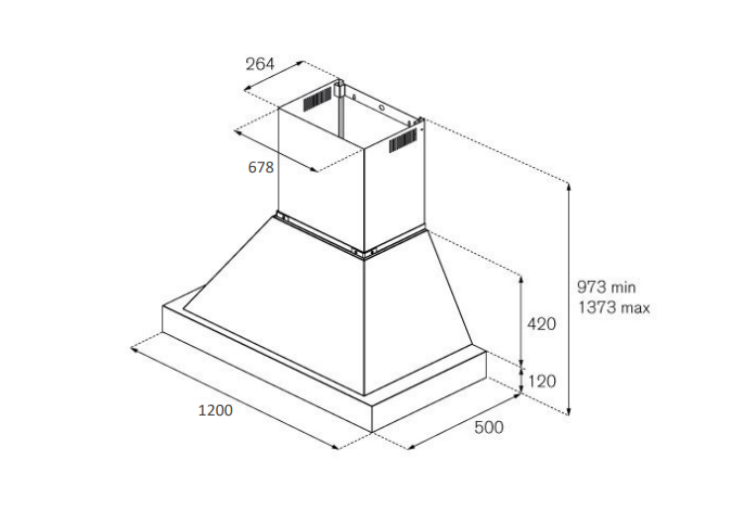 Bertazzoni K120HERTX+KC48HERTAV - 120cm Stainless Steel Wall Mounted Hood