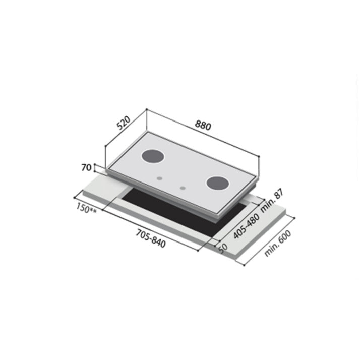 RINNAI RB-93UG 3-BURNER BUILT-IN HOB