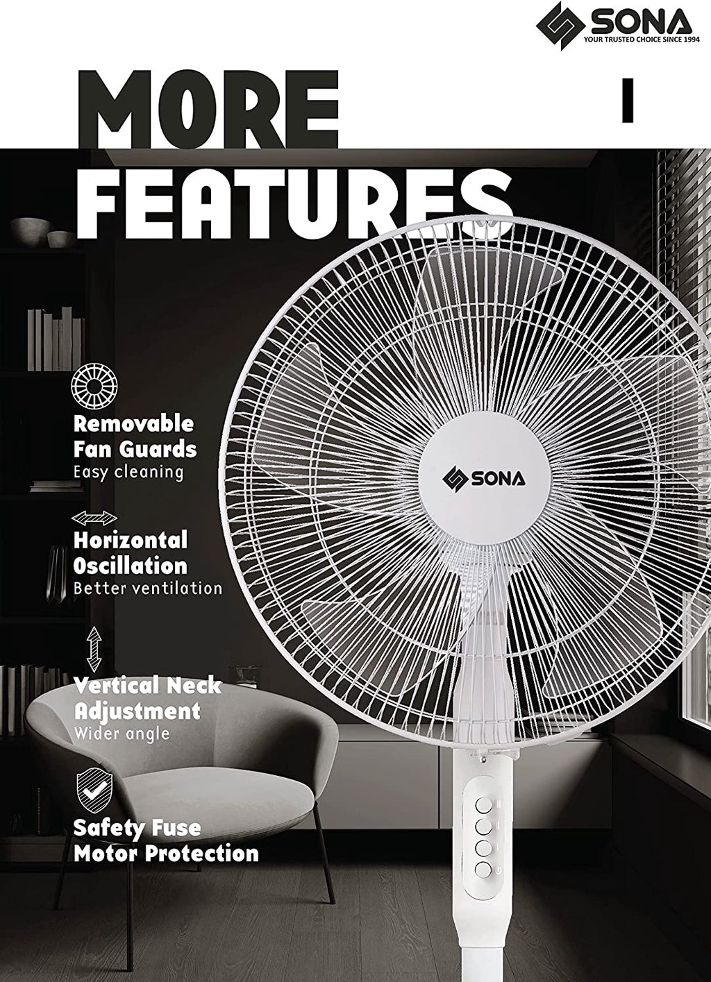 SONA SFS 6401 3 -IN-1 STAND FAN 16"