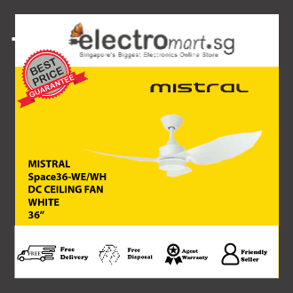 MISTRAL Space36-WE/WH Space36 3 Blades Ceiling Fan - White/White, 36"