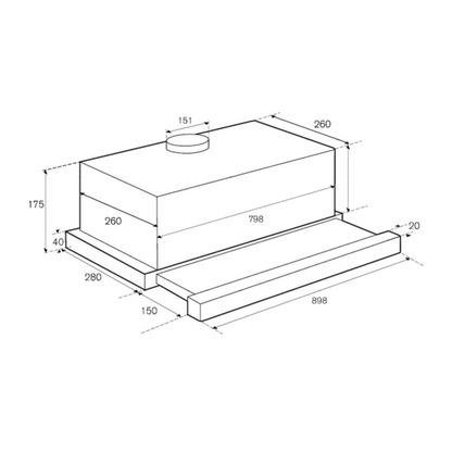 Bertazzoni K90TELXA - 90cm Stainless Steel Telescopic Hood