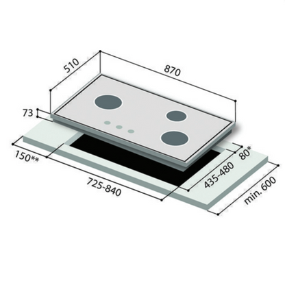 RINNAI RB-3Si (S) 3 INNER BURNER BUILT-IN HOB