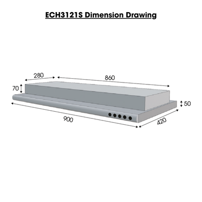 EUROPACE ECH3121S Deluxe Slimline Hood 90cm