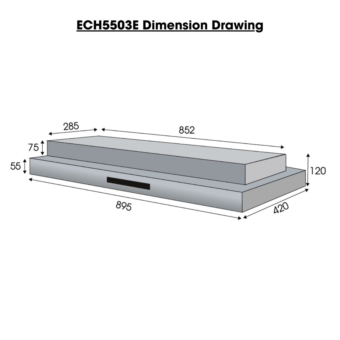 EUROPACE ECH5503EBK Slimline Hood 90cm