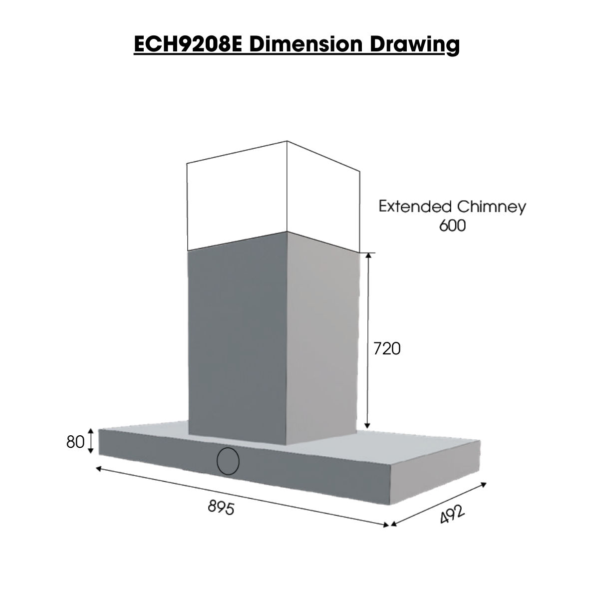 EUROPACE ECH9208E T-Shape Chimney Hood 90cm
