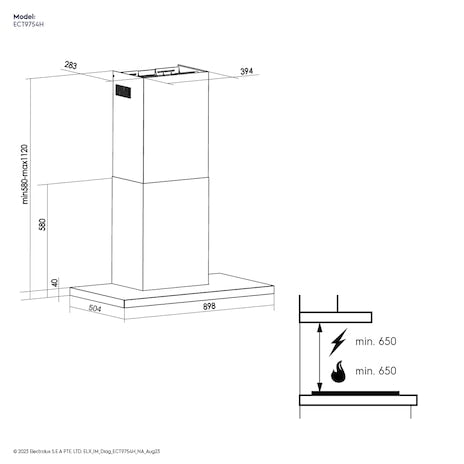 ELECTROLUX ECT9754H UltimateTaste 700 chimney extractor hood