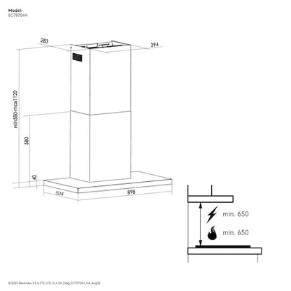 ELECTROLUX ECT9754H UltimateTaste 700 chimney extractor hood