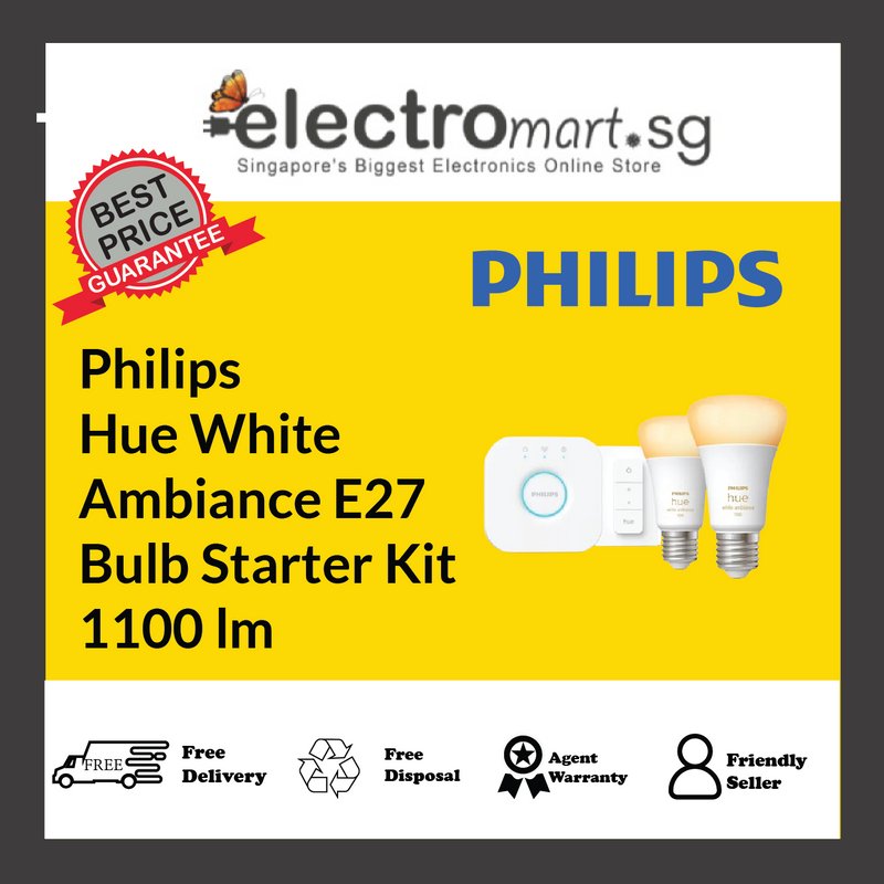 Philips Hue White Ambiance E27 Bulb Starter Kit 1100 lm