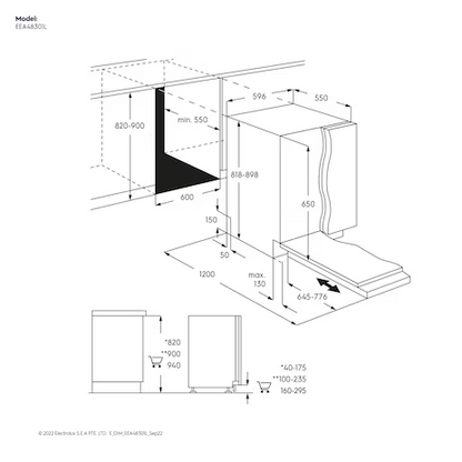 ELECTROLUX EEM48301L fully-integrated dishwasher with 14 place settings