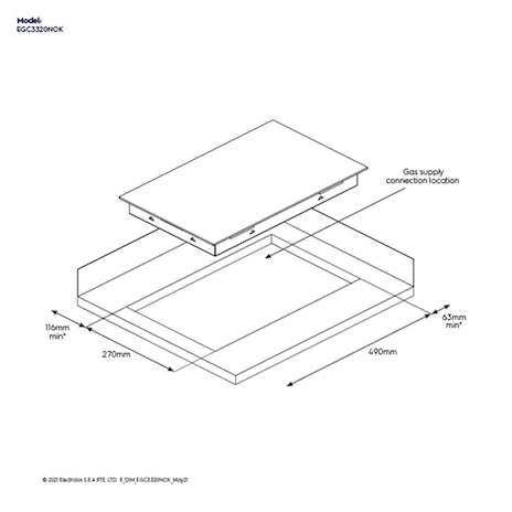Electrolux EGC3320NOK Ultimate Taste 300 Built-in Gas Hob with 2 Burners