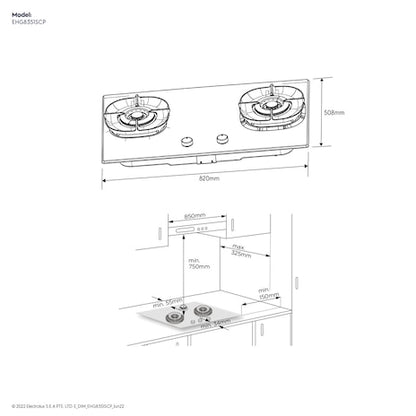 ELECTROLUX EHG8351SCP UltimateTaste 500 built-in gas hob with 3 burners