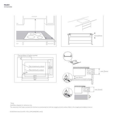 ELECTROLUX EHI8255BE UltimateTaste 700  built-in induction  hob with 2 cooking  zones 80cm