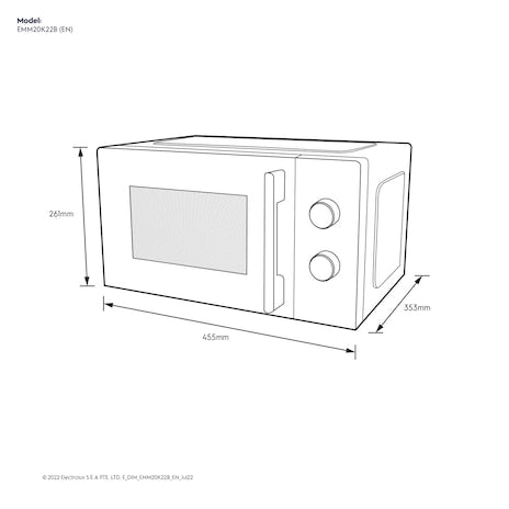ELECTROLUX EMM20K22B 20L SOLO MICROWAVE OVEN