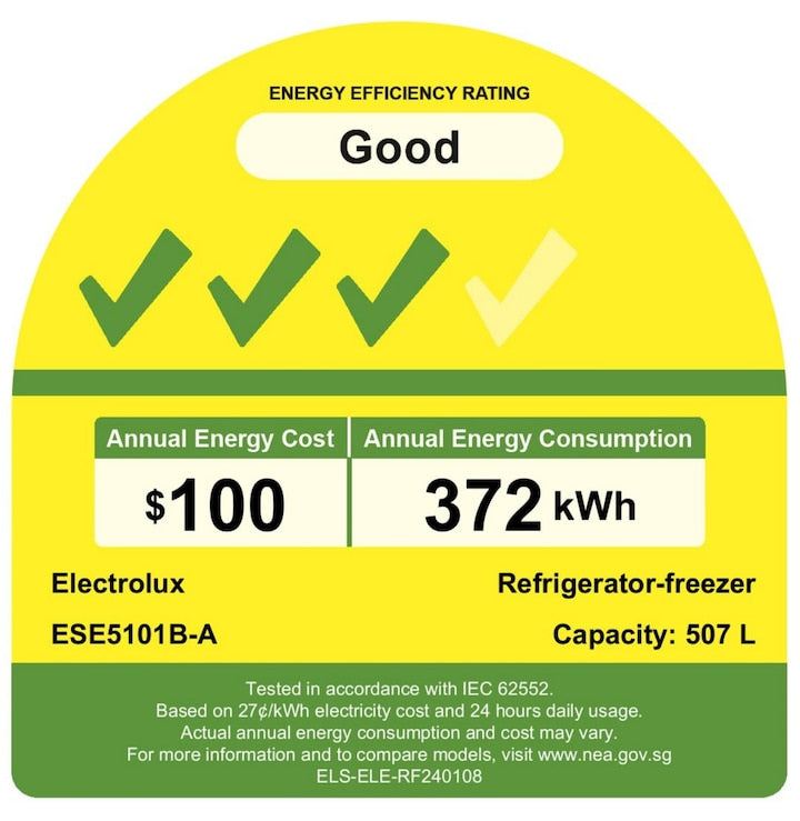 ELECTROLUX EBE4500B-G UltimateTaste 500 bottom freezer refrigerator 421L