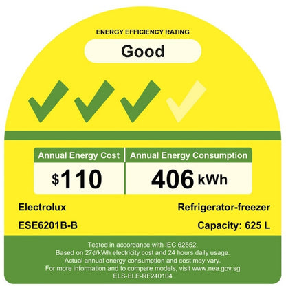 ELECTROLUX ESE6201B-B 700 Series side by side refrigerator 625L