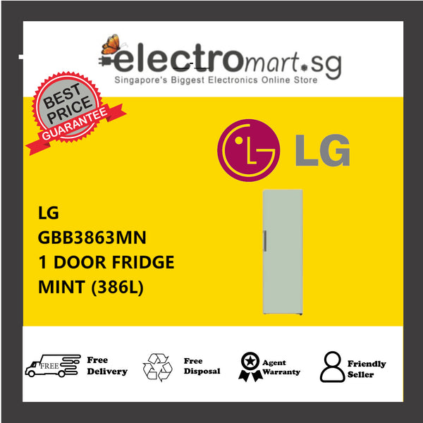 LG GBB3863MN 1 DOOR FRIDGE  MINT (386L)