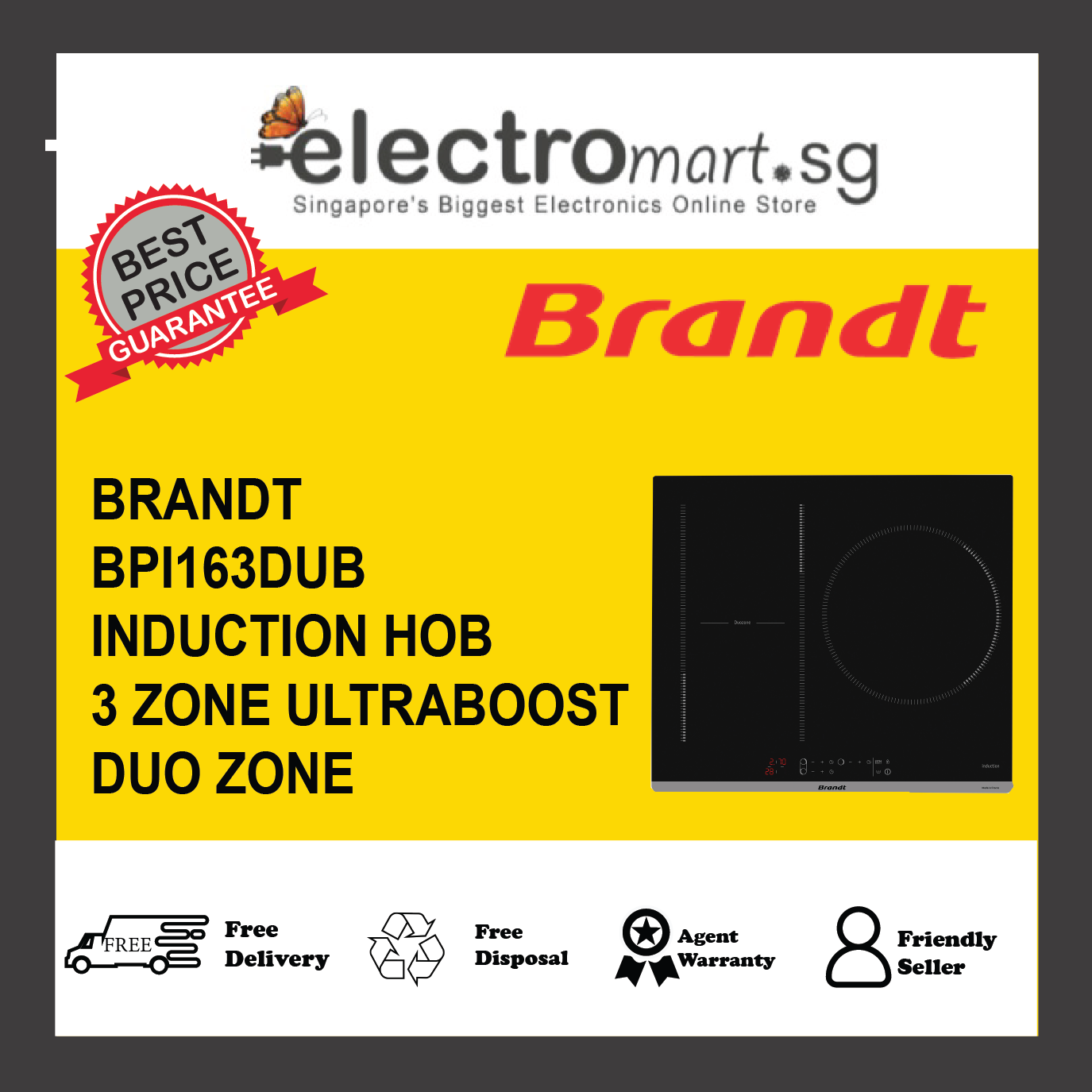 BRANDT BPI163DUB 60CM 3 ZONE ULTRABOOST DUOZONE
