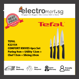 TEFAL K221S4 Comfort 4pcs Set (Paring 9cm + Utility 12cm + Chef 15cm + Slicing 20cm)