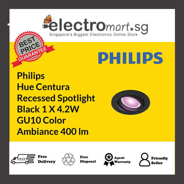 Philips Hue Centura Recessed Spotlight Black 1 X 4.2W GU10 Color Ambiance 400 lm