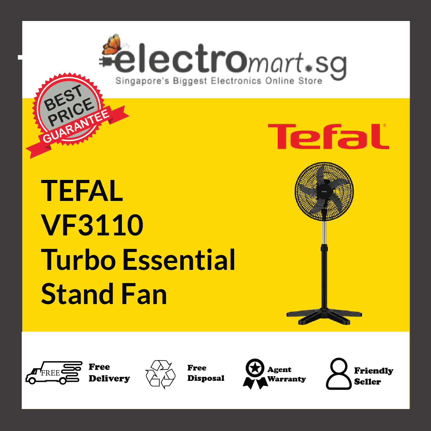 TEFAL VF3110 Turbo Essential 15″ Stand Fan